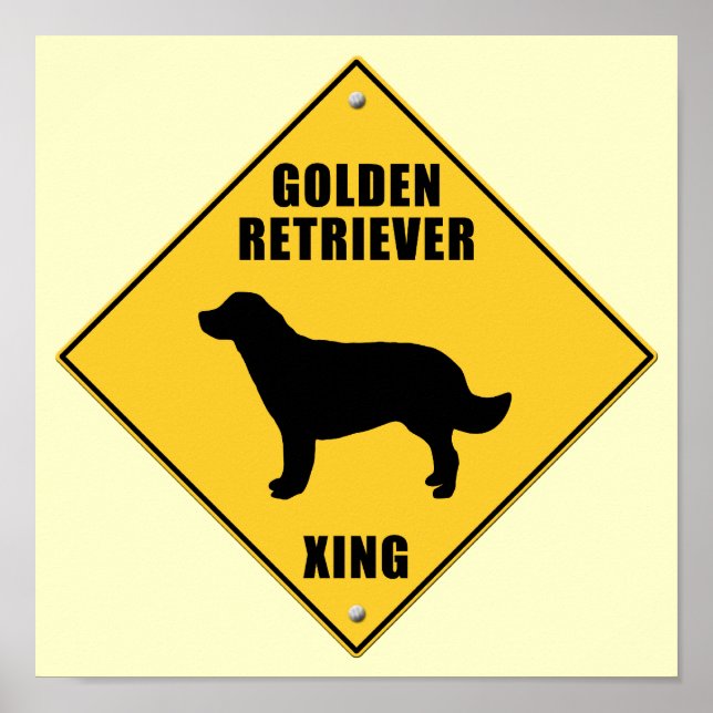 Golden Retriever Crossing (XING) Zeichen Poster (Vorne)