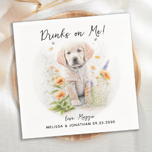 Golden Retriever Custom Dog Wedding Cocktail Serviette