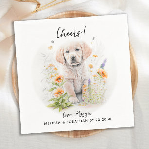Golden Retriever Custom Dog Wedding Cocktail Serviette