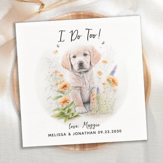 Golden Retriever Custom Dog Wedding Cocktail Serviette (Von Creator hochgeladen)