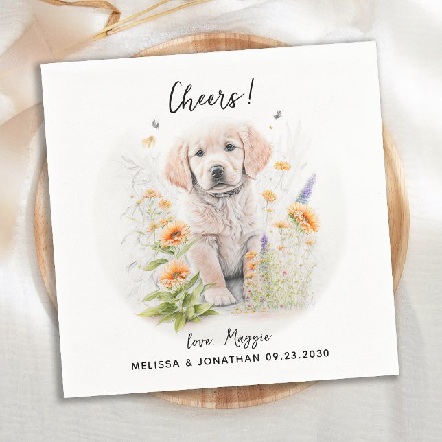 Golden Retriever Custom Dog Wedding Cocktail Serviette (Von Creator hochgeladen)