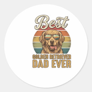 Golden Retriever Dad Ever Vintage-Sonnenuntergang- Runder Aufkleber