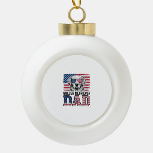 Golden Retriever Dad Patriotisches Vintage Hund-Sh Keramik Kugel-Ornament