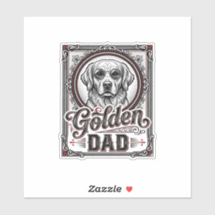 Golden Retriever Dad Vintage Gravur Design_1 Aufkleber