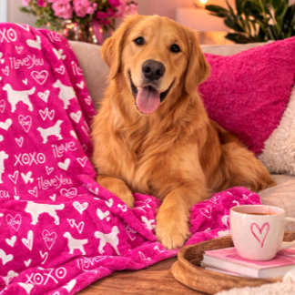 Golden Retriever Decke mit Herz-Doodles 