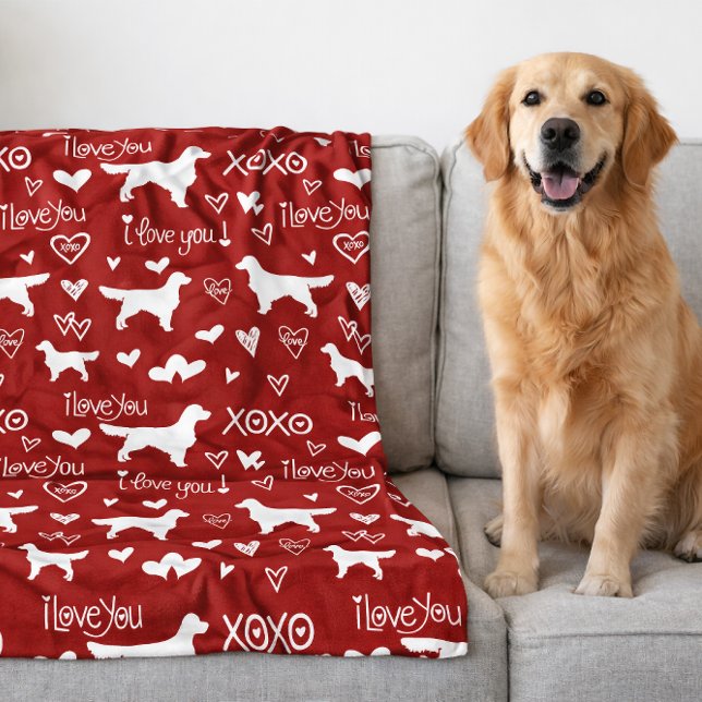 Golden Retriever-Decke mit Herz-Doodles  Fleecedecke (Golden Retriever Blanket with Heart Doodles)