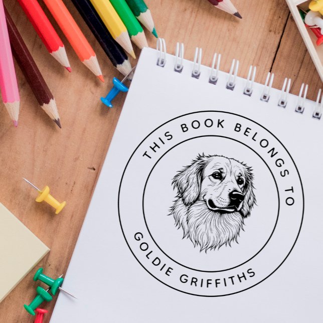 Golden Retriever Dieses Buch gehört zu Kid's Name Gummistempel (Von Creator hochgeladen)