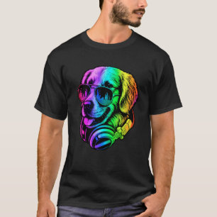 Golden Retriever DJ Kopfhörer Retro Musik Hund Lie T-Shirt