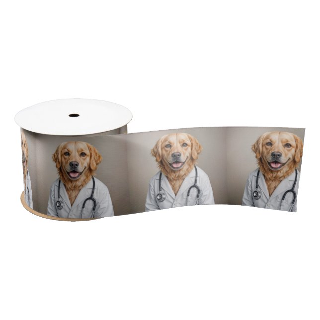 Golden Retriever Doctor With a Stethoscope Satinband (Spule)