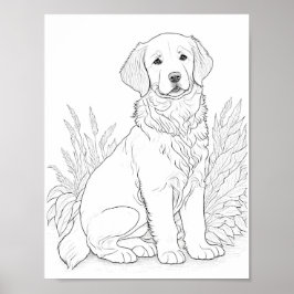 Golden Retriever Dog Aduloring Poster