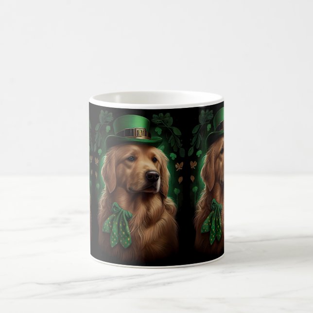 Golden Retriever Dog am St. Patrick's Day Kaffeetasse (Mittel)