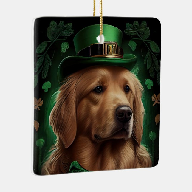 Golden Retriever Dog am St. Patrick's Day Keramikornament (Rechts)