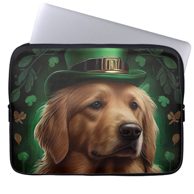 Golden Retriever Dog am St. Patrick's Day Laptopschutzhülle (Vorderseite)
