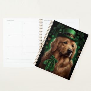 Golden Retriever Dog am St. Patrick's Day Planer
