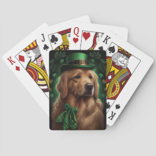 Golden Retriever Dog am St. Patrick's Day Spielkarten