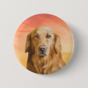 Golden Retriever Dog Aquarell Art Ölgemälde Button