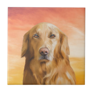 Golden Retriever Dog Aquarell Art Ölgemälde Fliese
