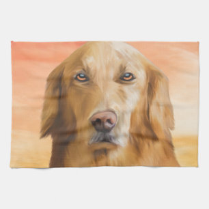 Golden Retriever Dog Aquarell Art Ölgemälde Handtuch