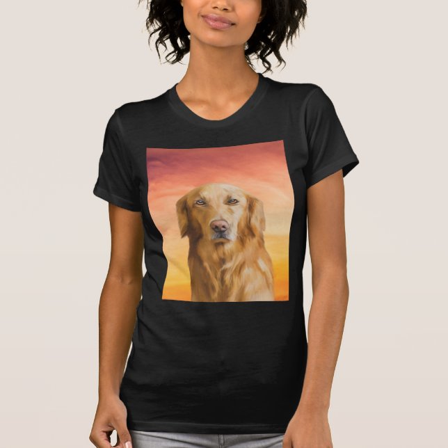 Golden Retriever Dog Aquarell Art Ölgemälde T-Shirt (Vorderseite)