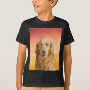 Golden Retriever Dog Aquarell Art Ölgemälde T-Shirt