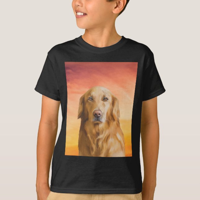 Golden Retriever Dog Aquarell Art Ölgemälde T-Shirt (Vorderseite)