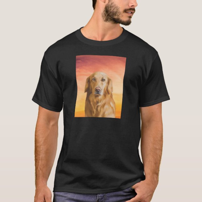Golden Retriever Dog Aquarell Art Ölgemälde T-Shirt (Vorderseite)