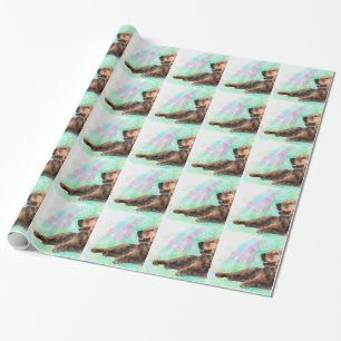 Golden Retriever Dog Aquarellmalerei Geschenkpapier