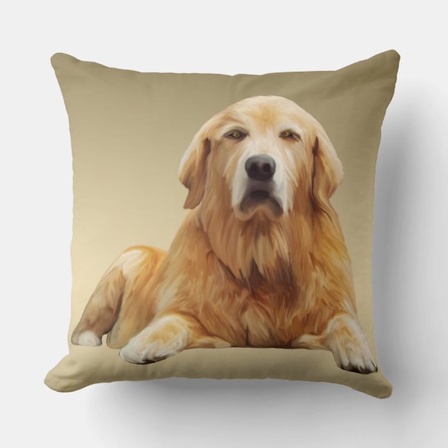Golden Retriever Dog Aquarellmalerei Kissen (Vorderseite)