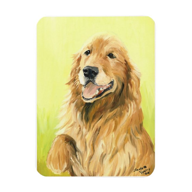 Golden Retriever Dog Art Magnet (Vertikal)