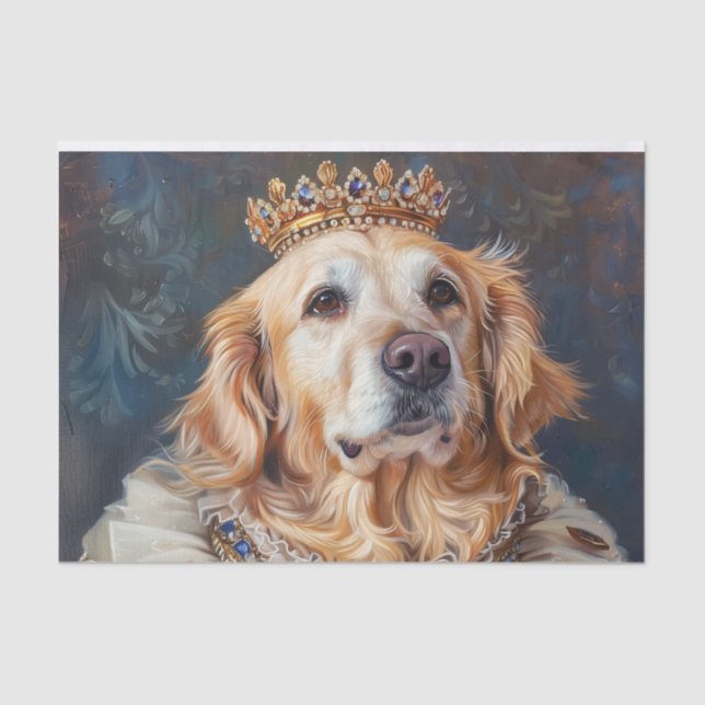 Golden Retriever Dog Art verkleidet als Royalty Seidenpapier (Vorderseite)