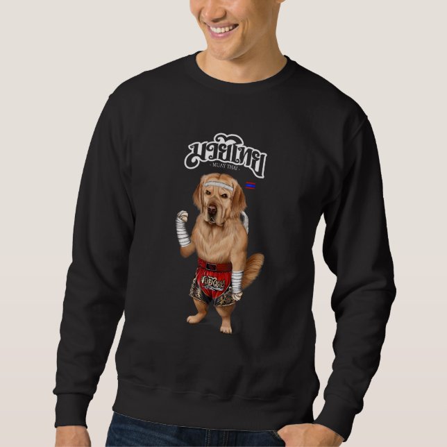 Golden Retriever Dog As Muay Thai Kick Boxing Cham Sweatshirt (Vorderseite)