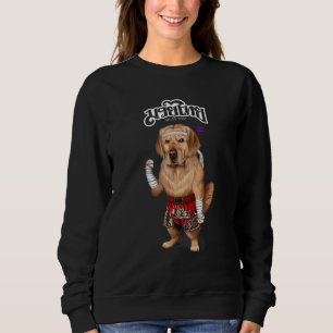 Golden Retriever Dog As Muay Thai Kick Boxing Cham Sweatshirt