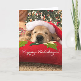 Golden Retriever Dog Asleep Under Tree Feiertagskarte