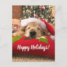 Golden Retriever Dog Asleep Under Tree Feiertagspostkarte