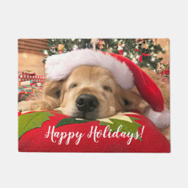 Golden Retriever Dog Asleep Under Tree Fußmatte