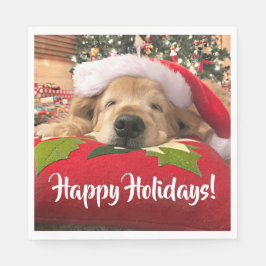 Golden Retriever Dog Asleep Under Tree Serviette