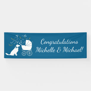 Golden Retriever Dog Baby Dusche Blue Boy Banner