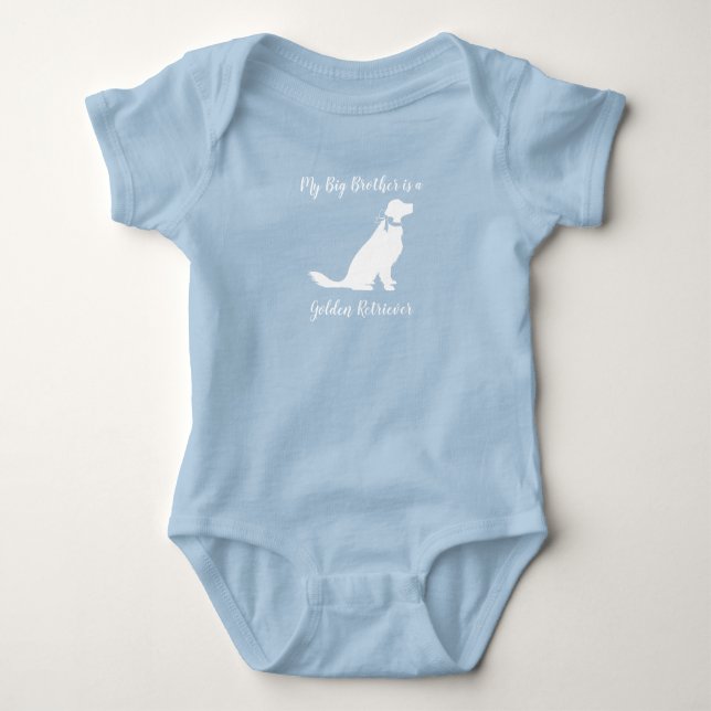 Golden Retriever Dog Baby Dusche Blue Boy Strampler (Vorderseite)