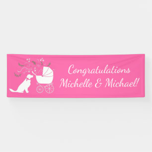 Golden Retriever Dog Baby Dusche Pink Girl Banner