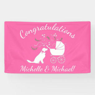 Golden Retriever Dog Baby Dusche Rosa Banner