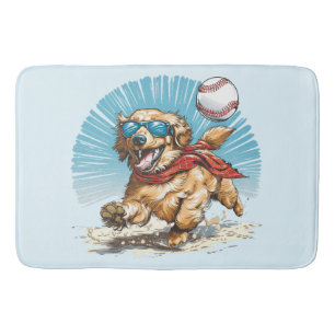 Golden Retriever Dog Baseball spielen Badematte