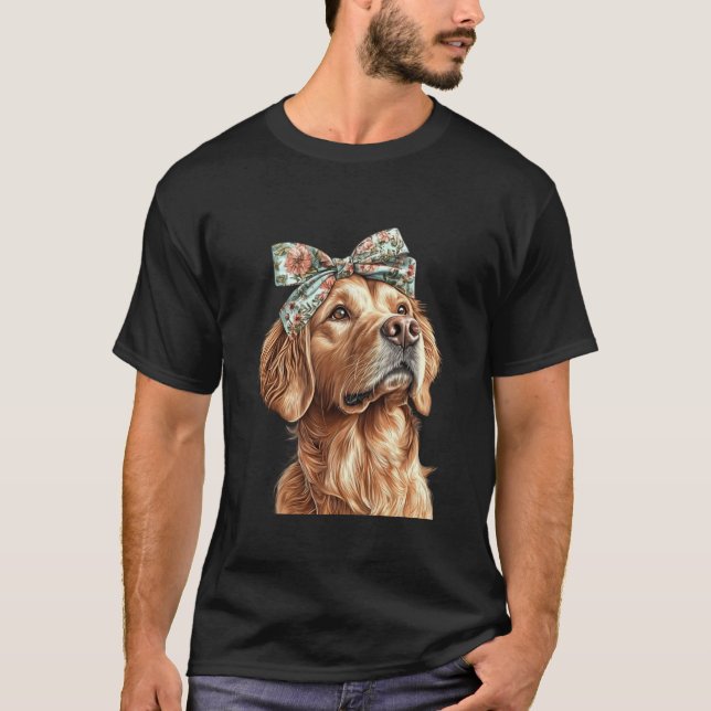 Golden Retriever Dog Boho Coquette Bow Mama Mütter T-Shirt (Vorderseite)
