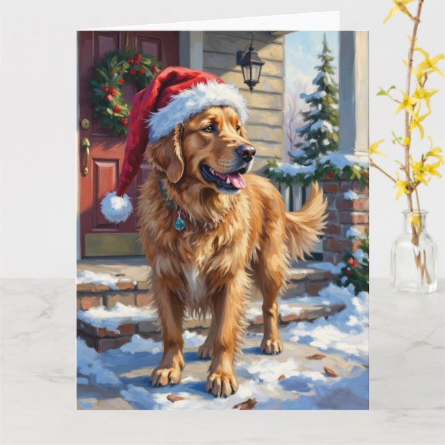 Golden Retriever Dog Carrying Christmas Angel Karte (Gelbe Blume)