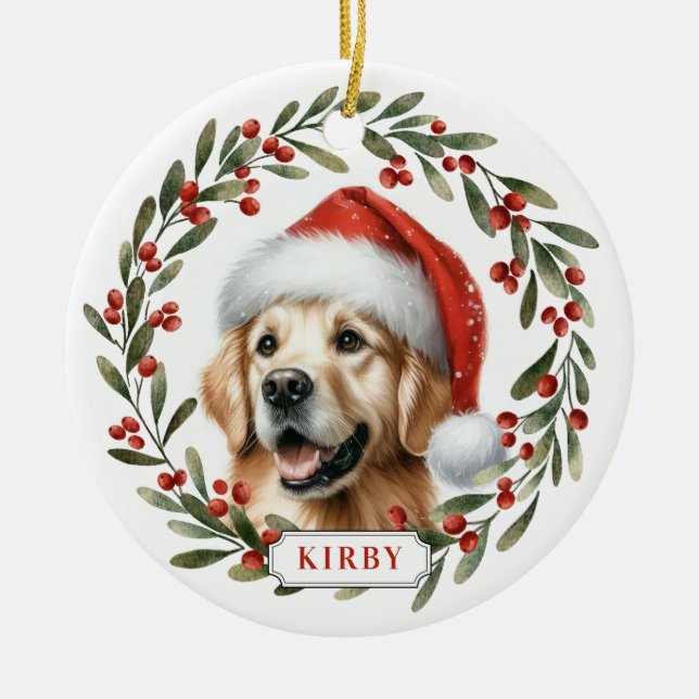 Golden Retriever Dog Ceramic Circle Ornament (Vorne)