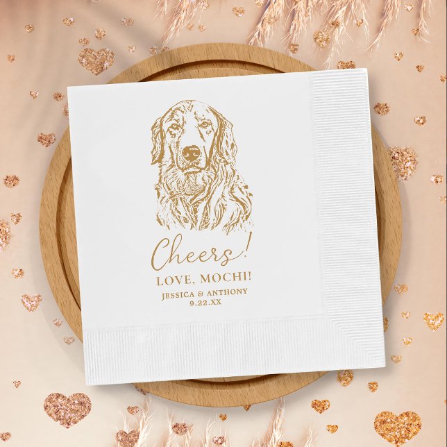 Golden Retriever Dog Cheers Custom Wedding Serviette (Von Creator hochgeladen)