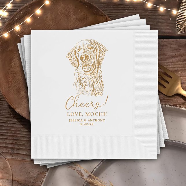 Golden Retriever Dog Chef Custom Cocktail Napkin Serviette (Von Creator hochgeladen)