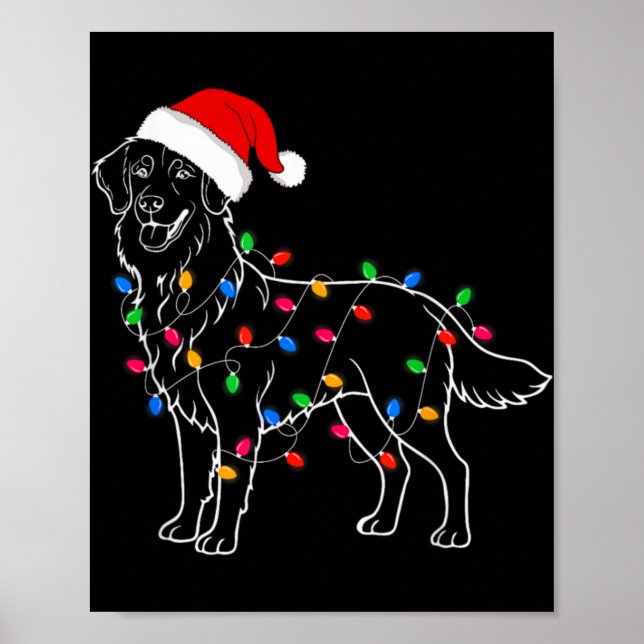 Golden Retriever Dog Christmas Lights Santa Xmas D Poster (Vorne)