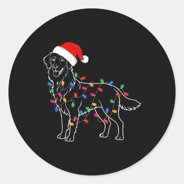 Golden Retriever Dog Christmas Lights Santa Xmas D Runder Aufkleber (Vorderseite)