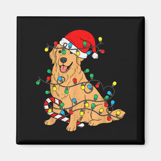 Golden Retriever Dog Christmas Lights Xmas Pet Dog Magnet (Vorne)