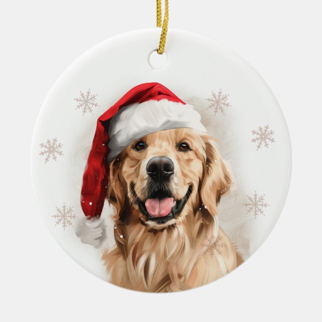 Golden Retriever Dog Christmas Personalized Keramik Ornament (Vorne)